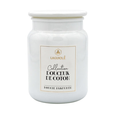 CANDELA LAGUIOLE IN VETRO FIORE DI COTONE 250gr - 40269833