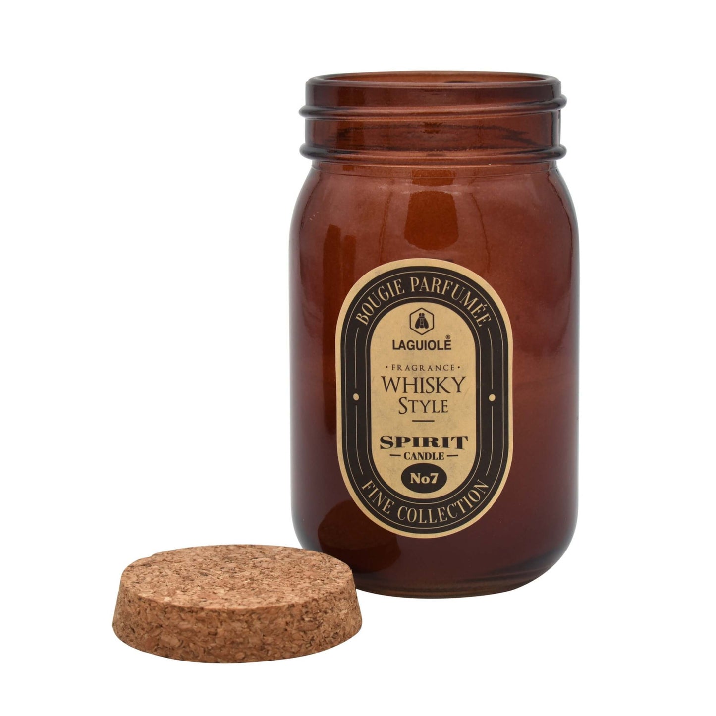 CANDELA LAGUIOLE IN VETRO E TAPPO IN SUGHERO WHISKY STYLE 170gr - 40269825