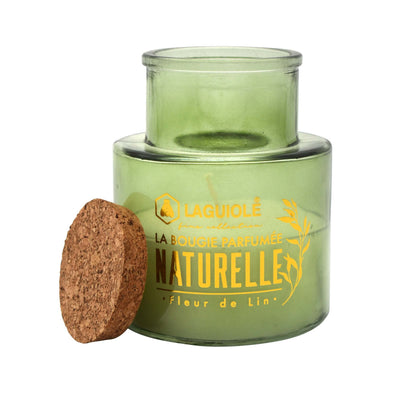 CANDELA LAGUIOLE IN VETRO FIORI DI LINO 220gr - 40269829