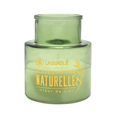 CANDELA LAGUIOLE IN VETRO FIORI DI LINO 220gr - 40269829