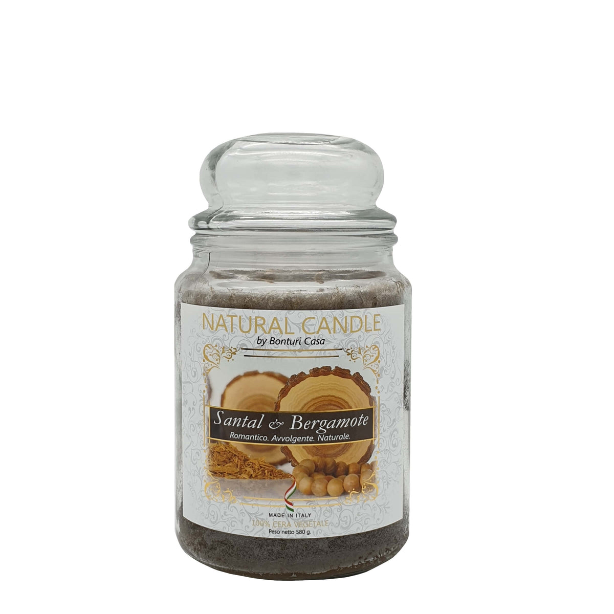NATURE CANDLE ROMANTICA - CANDELA 580g SANTAL & BERGAMOT