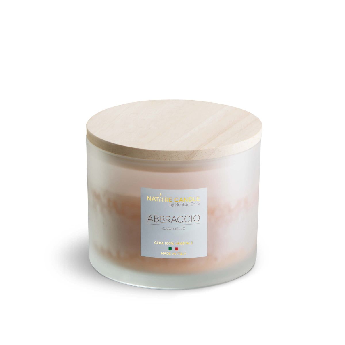 NATURE CANDLE LINEA AMATI - CANDELA 380g ABBRACCIO - CARAMELLO