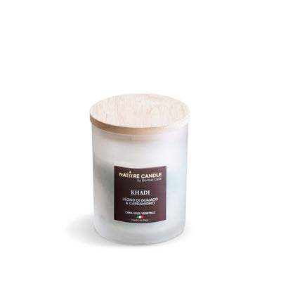 NATURE CANDLE LINEA ATELIER - CANDELA 200g KHADI - LEGNO DI GUAIACO E CARDAMOMO
