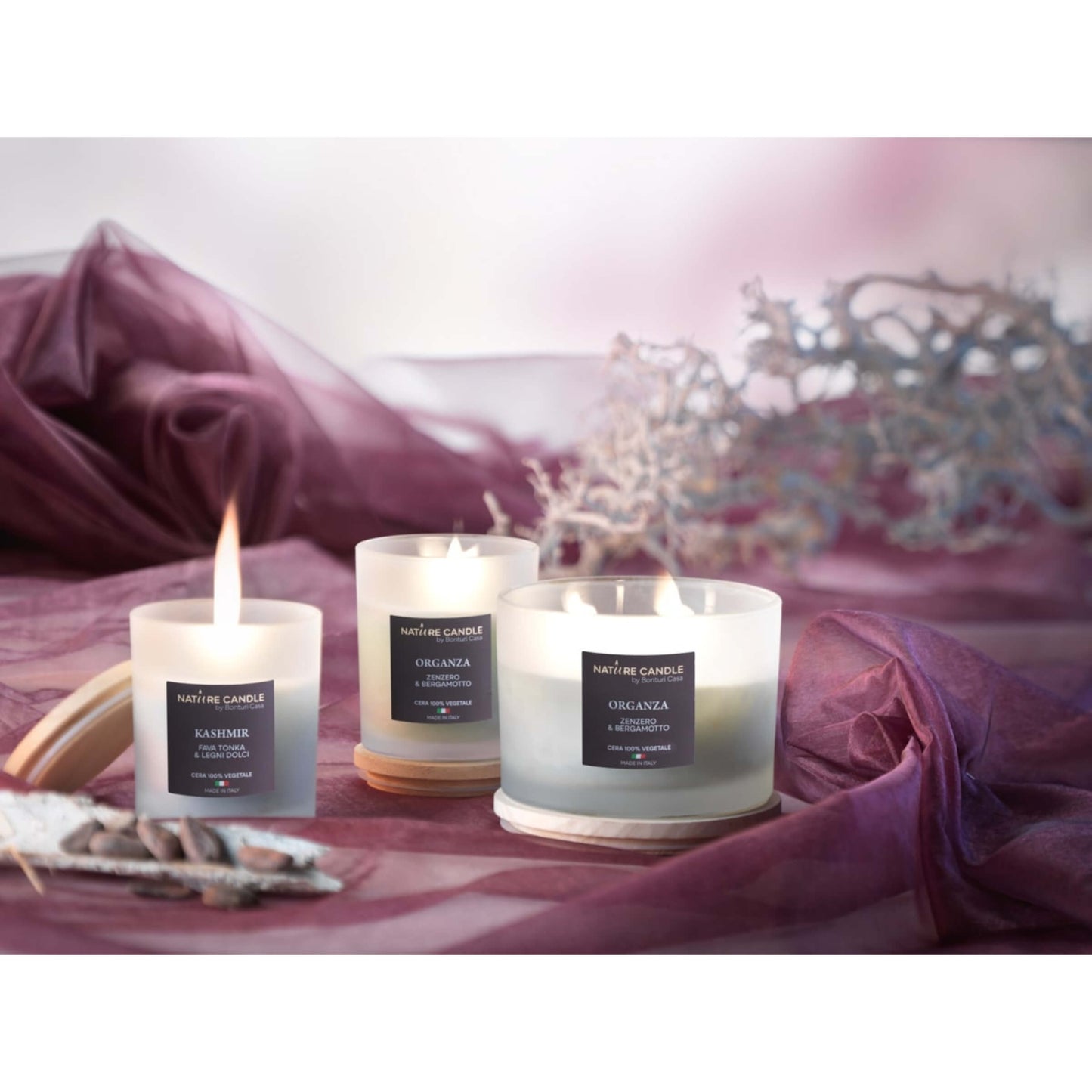 NATURE CANDLE LINEA ATELIER - CANDELA 380g ANGORA - SANDALO E CYPRIOL