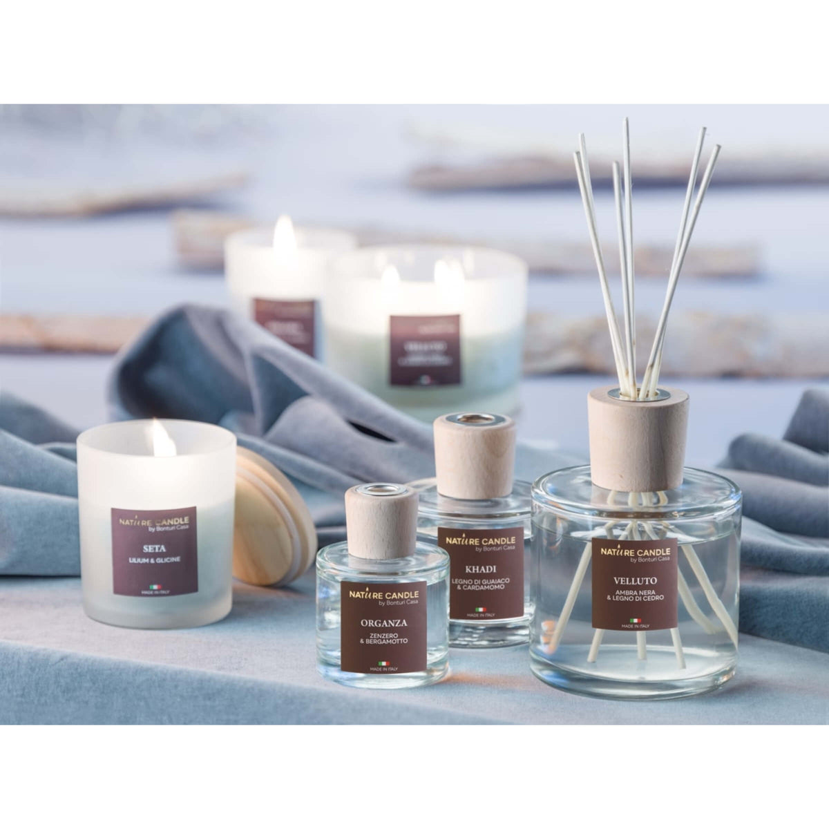 NATURE CANDLE LINEA ATELIER - CANDELA 380g ORGANZA - ZENZERO E BERGAMOTTO