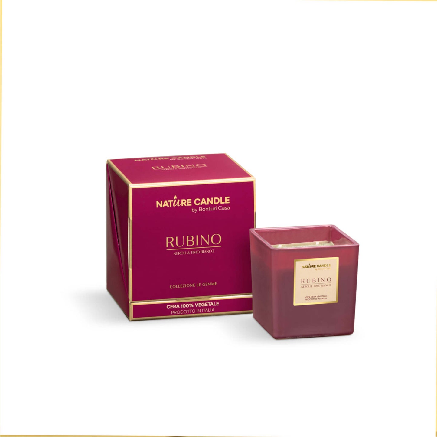 NATURE CANDLE LINEA LE GEMME - CANDELA 210g RUBINO - NEROLI E TIMO BIANCO