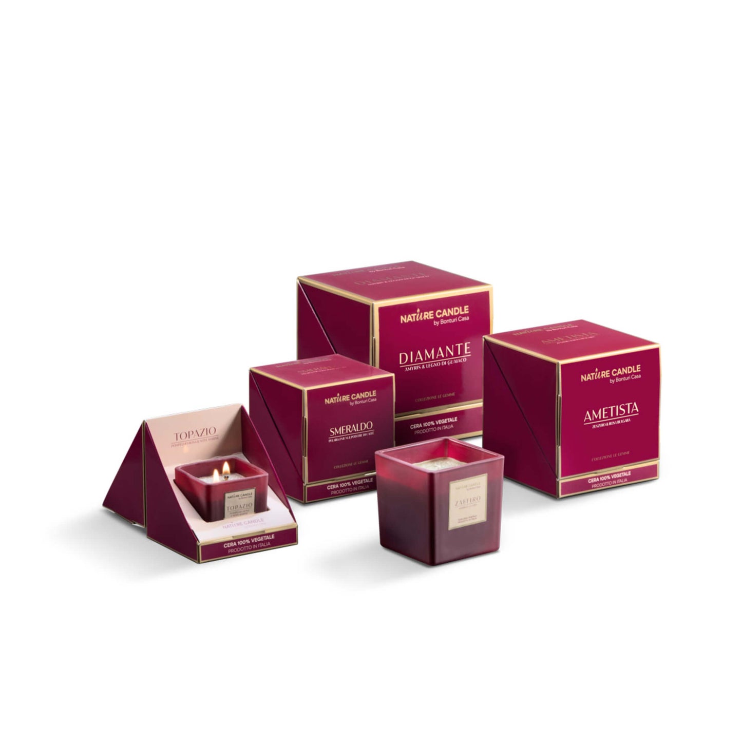 NATURE CANDLE LINEA LE GEMME - CANDELA 210g TOPAZIO - POMPELMO ROSA E NOTE MARINE