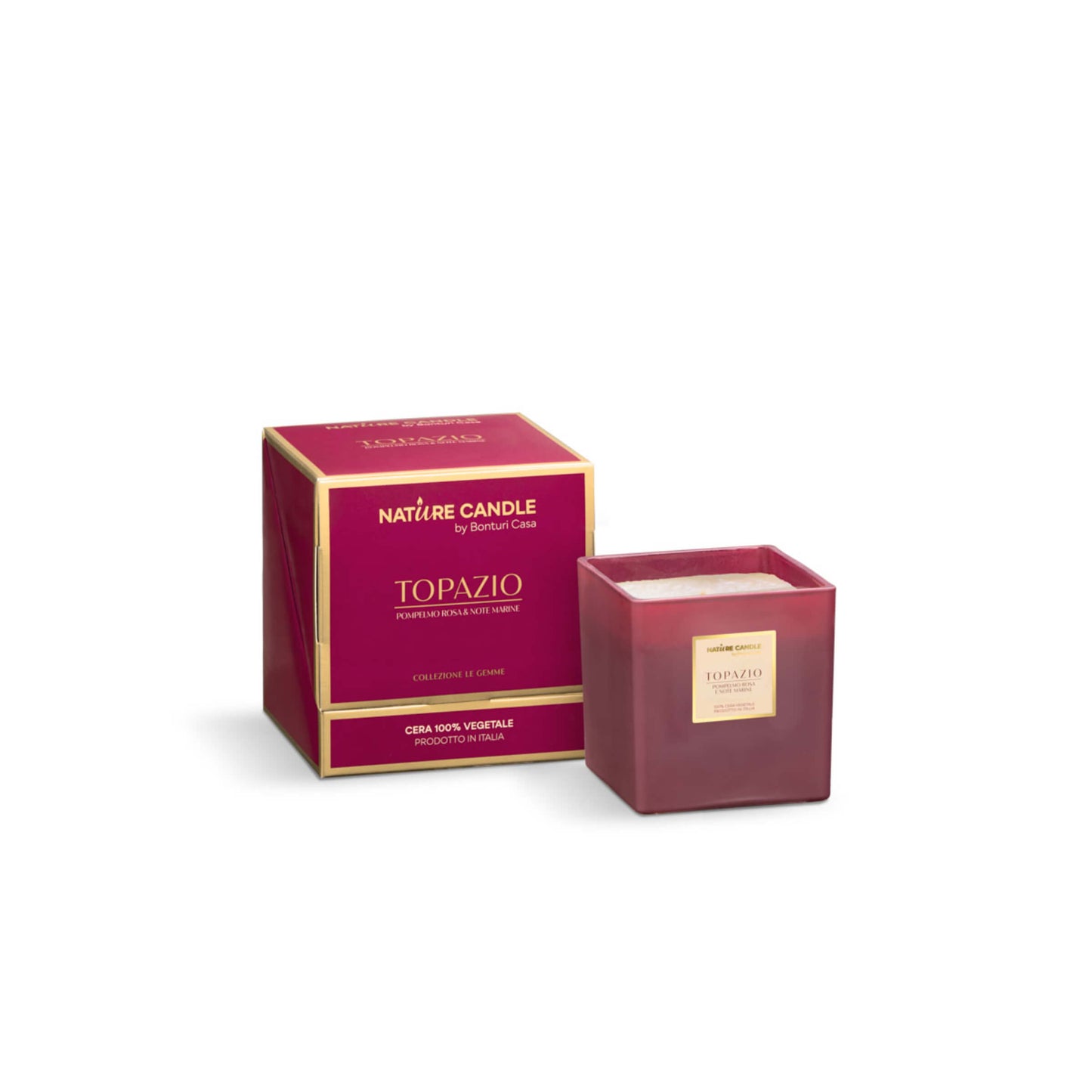 NATURE CANDLE LINEA LE GEMME - CANDELA 330g TOPAZIO - POMPELMO ROSA E NOTE MARINE