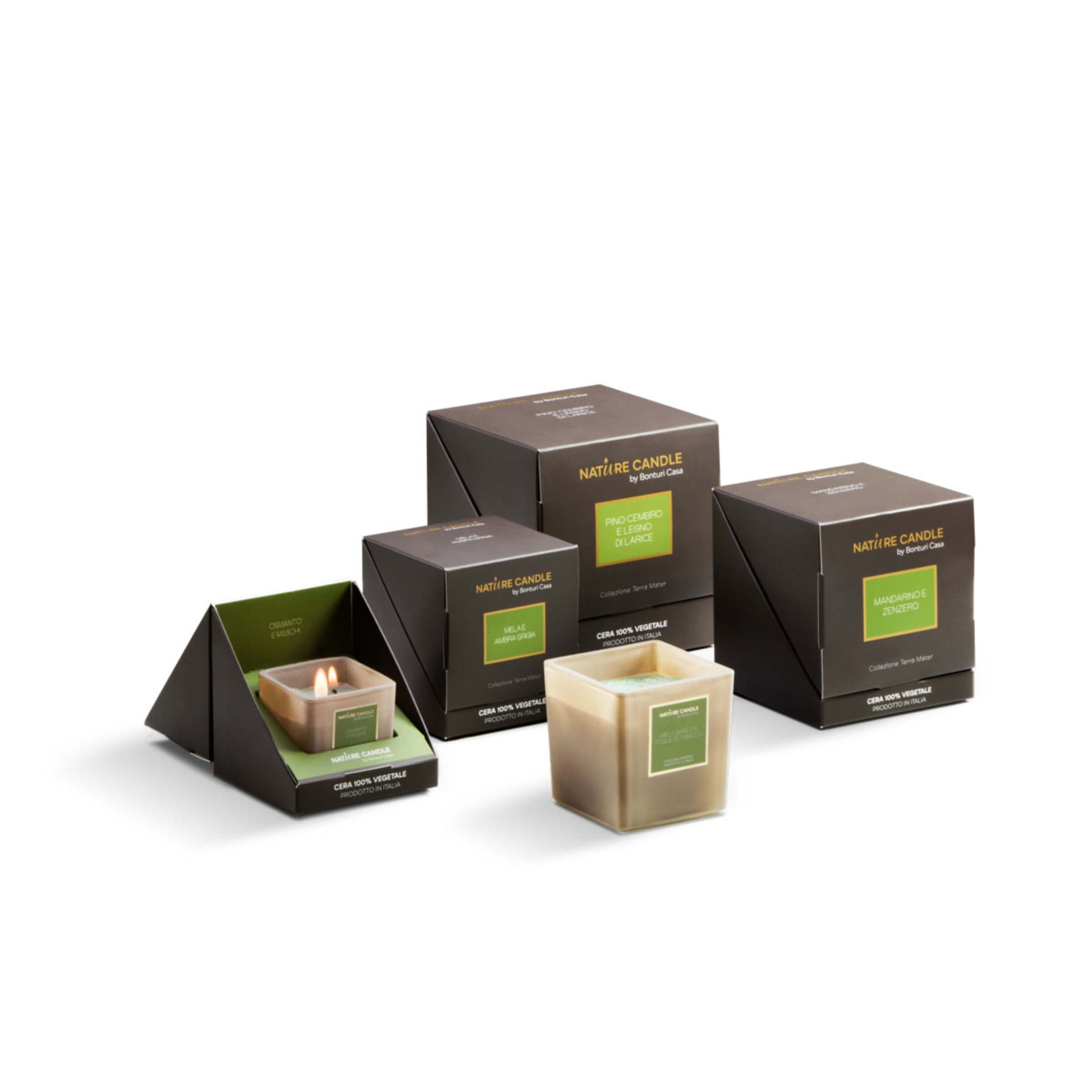 Nature Candle Terra Mater Pino Cembro Larice dettaglio confezione
