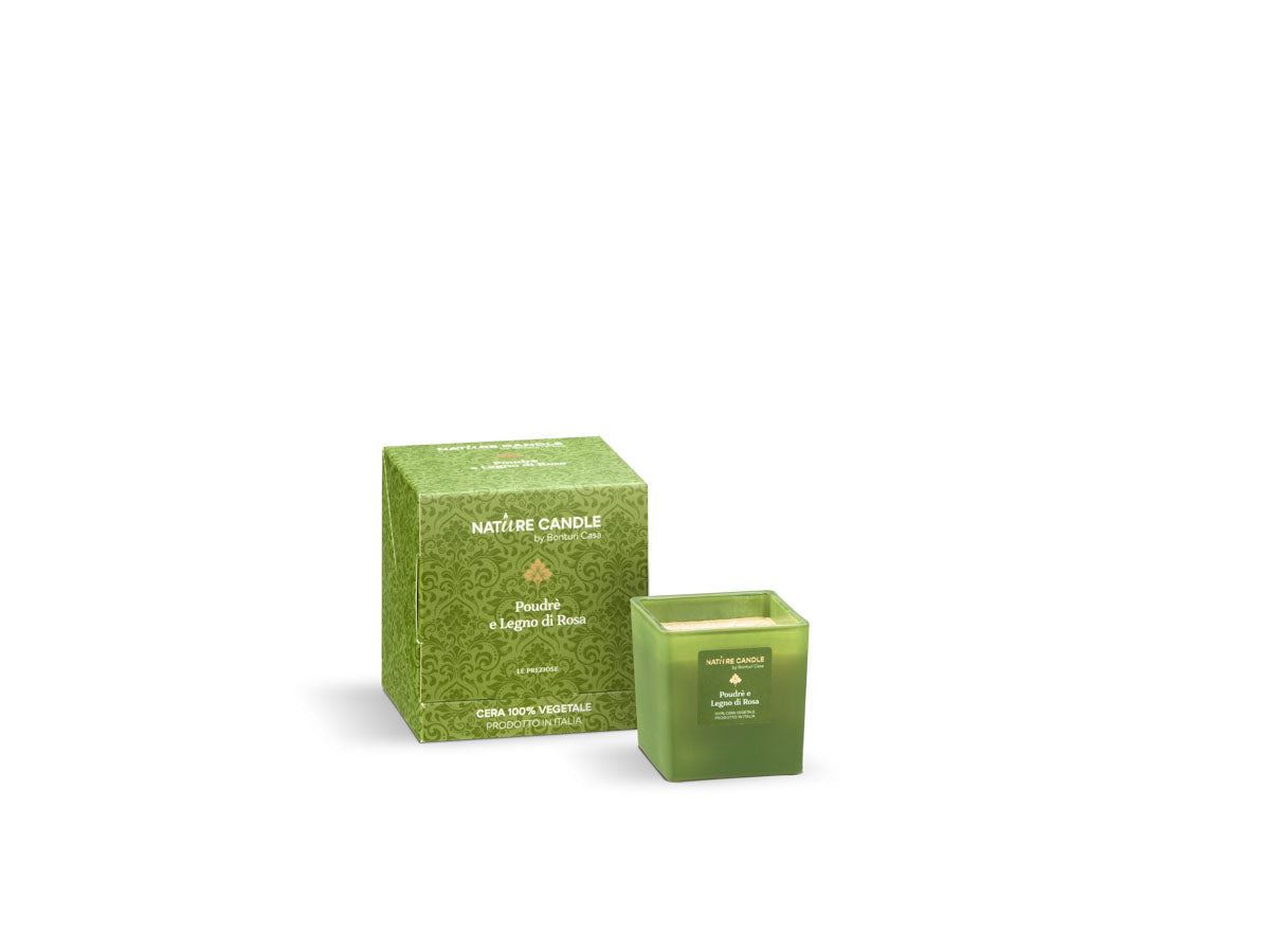 NATURE CANDLE LINEA LE PREZIOSE - CANDELA 90g - POUDRE' E LEGNO DI ROSA