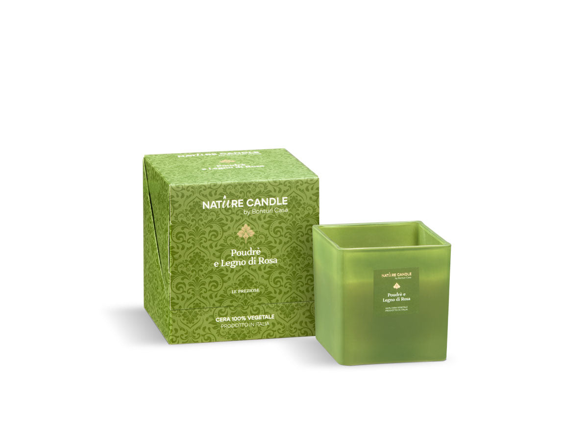 NATURE CANDLE LINEA LE PREZIOSE - CANDELA 330g - POUDRE' E LEGNO DI ROSA