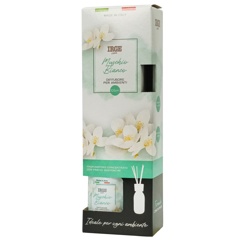 Irge Diffusore Ambiente con Bastoncini Muschio Bianco 125 ml