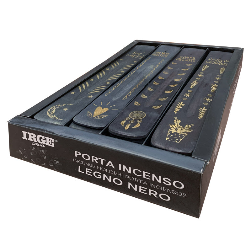 Irge Porta Incenso in Legno Nero 1 Pezzo