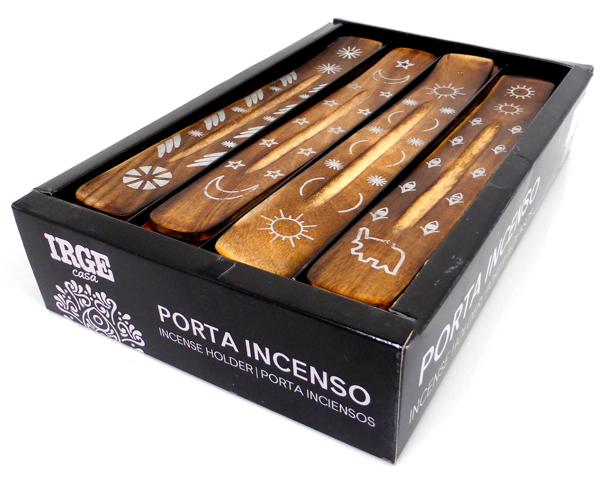 Irge Porta Incenso in Legno con Decorazioni Argento 1 Pezzo