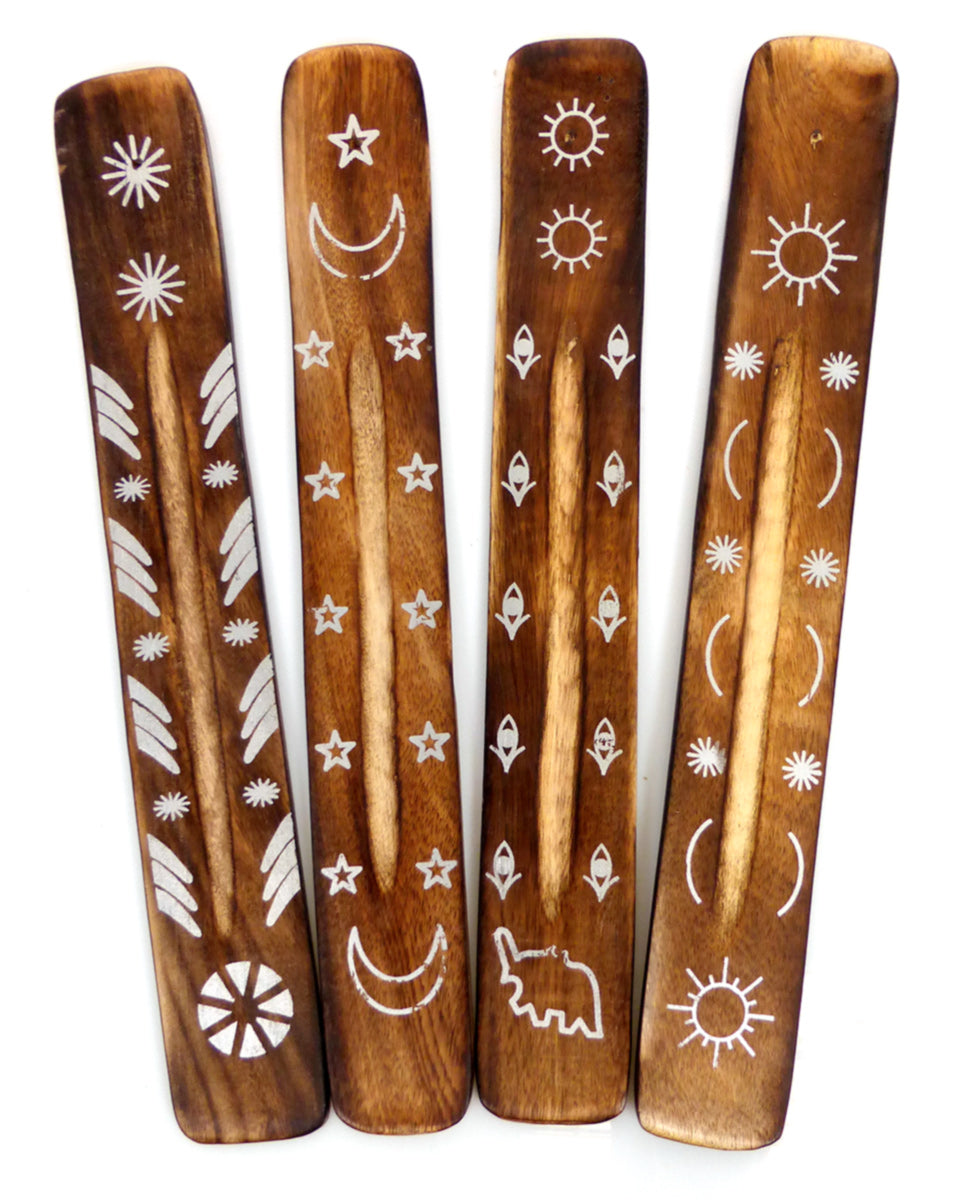 Irge Porta Incenso in Legno con Decorazioni Argento 1 Pezzo