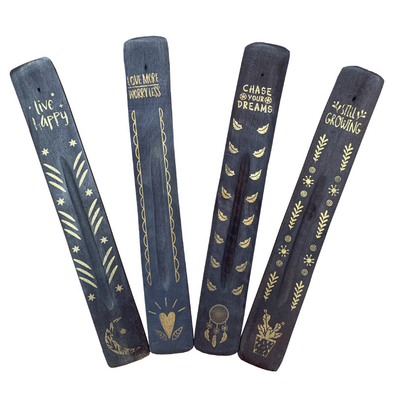 Irge Porta Incenso in Legno Nero 1 Pezzo