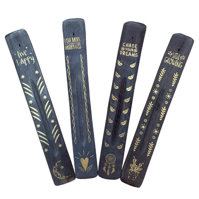 Irge Porta Incenso in Legno Nero 1 Pezzo