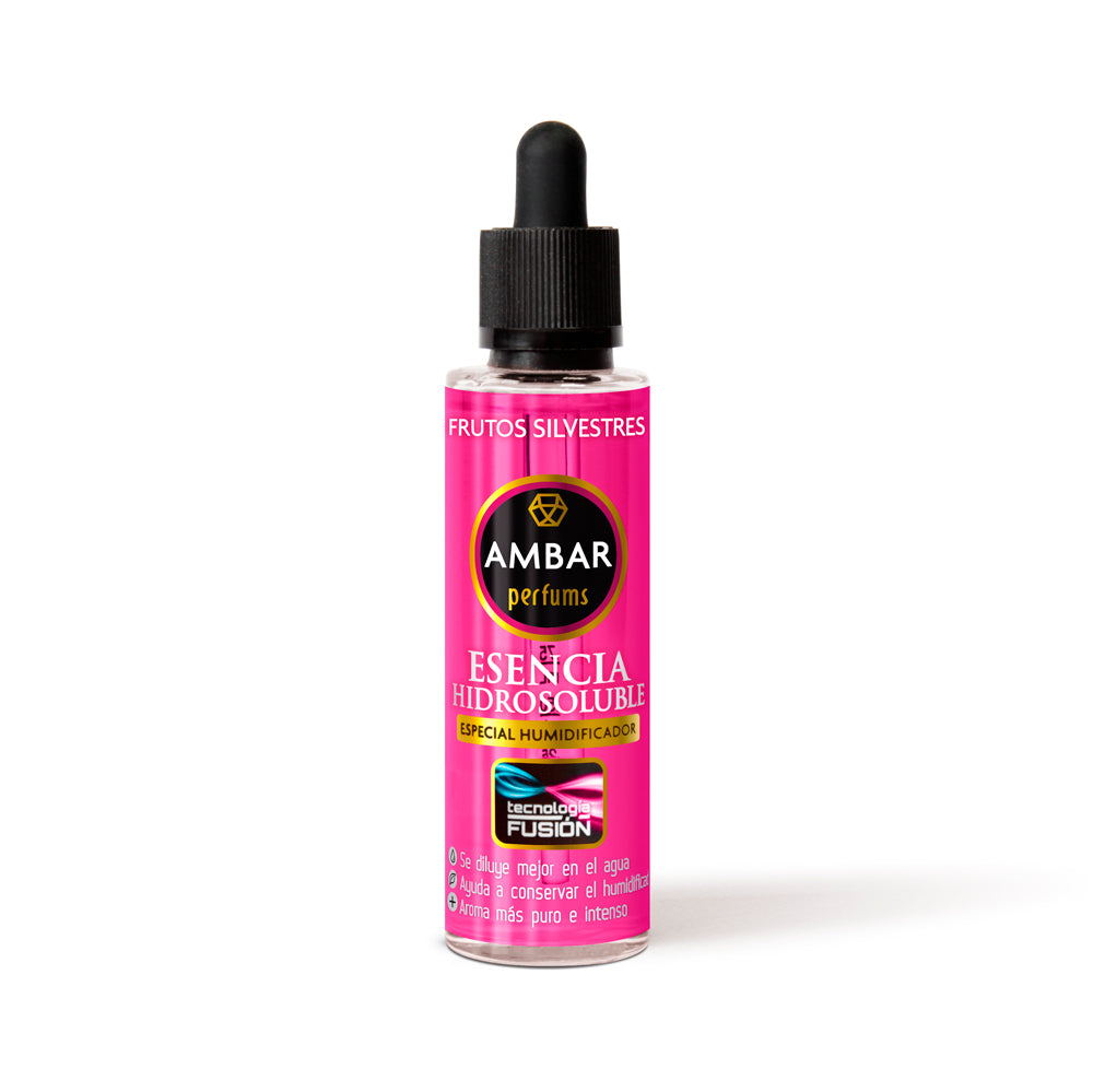 Flacone Ambar Perfums essenza idrosolubile 50ml Frutti Selvativi con note di fico, pesca, fragola e lampone per umidificatori Fusion
