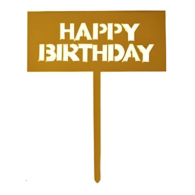Decorazione torta Buon Compleanno rettangolo oro superficie liscia