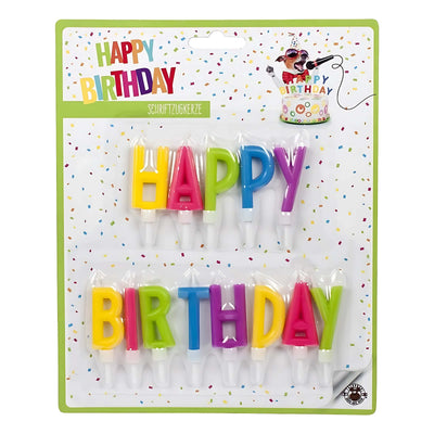 Set 13 candeline colorate Happy Birthday per torta di compleanno con basi in plastica
