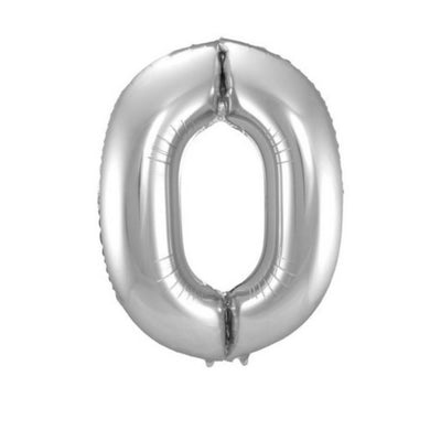 Pallone foil gigante numero 0 colore argento 86 cm decorazione festa
