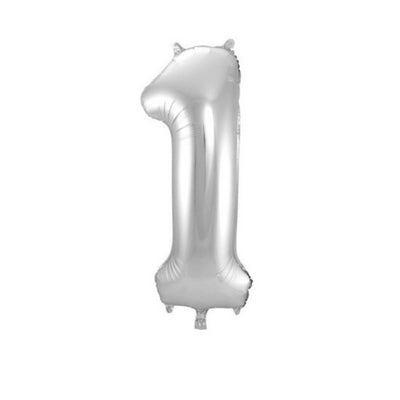 Pallone foil gigante numero 1 colore argento 86 cm decorazione festa