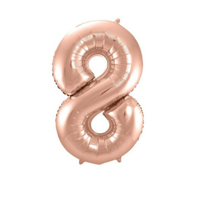 Pallone foil gigante numero 8 colore rosa gold 86 cm decorazione festa