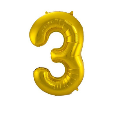 Pallone foil gigante numero 3 colore oro 86 cm decorazione festa