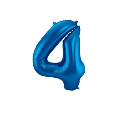 Pallone foil gigante numero 4 colore blu 86 cm decorazione festa