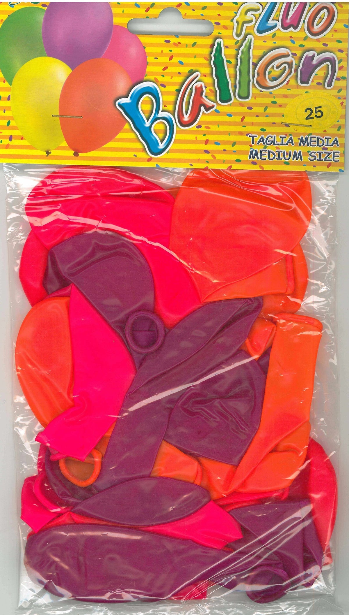 25 Palloncini Medium Fluo Mix 10" - 26 cm - Assortiti