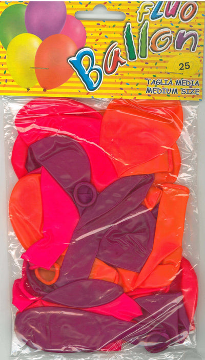 25 Palloncini Medium Fluo Mix 10" - 26 cm - Assortiti