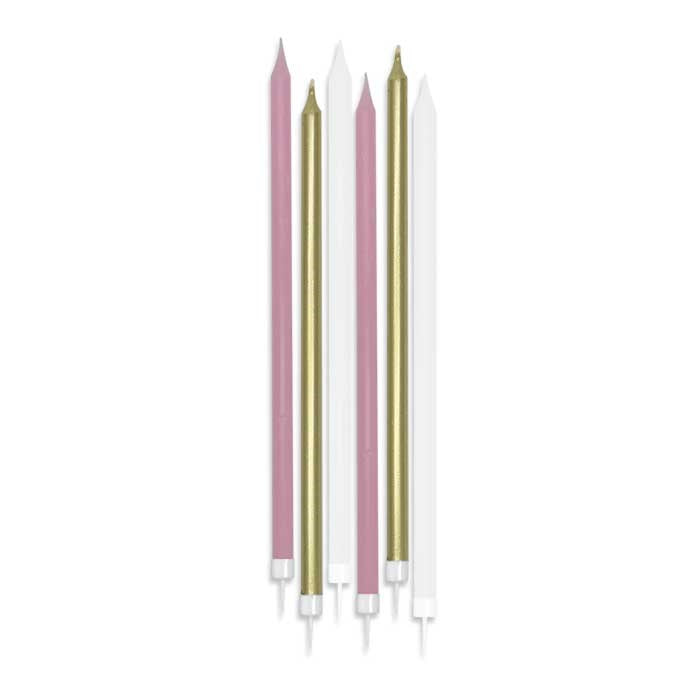 6 Candeline Matite 15 cm Special Chic Rosa