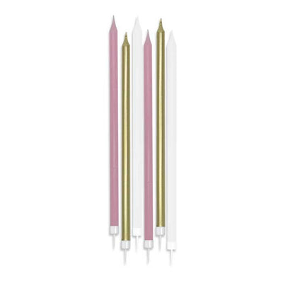 6 Candeline Matite 15 cm Special Chic Rosa