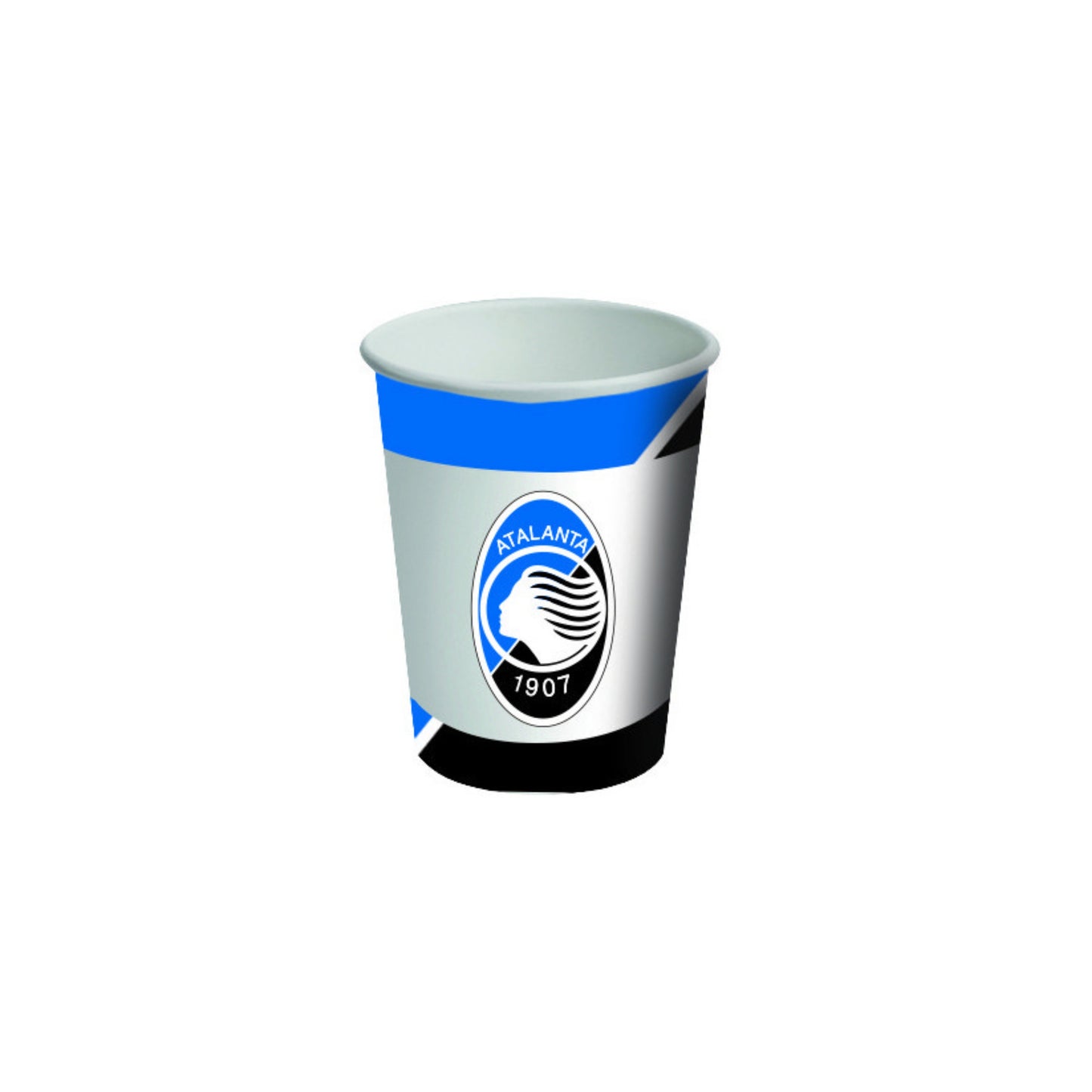 8 bicchieri in carta 266 ml con grafica ufficiale Atalanta per feste ed eventi sportivi