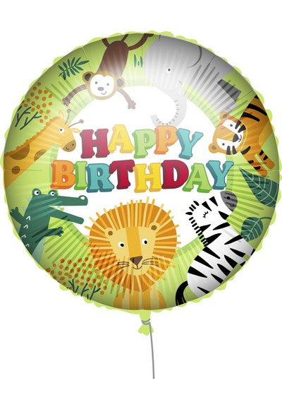 Pallone foil 18" - 45 cm Happy Birthday Jungle