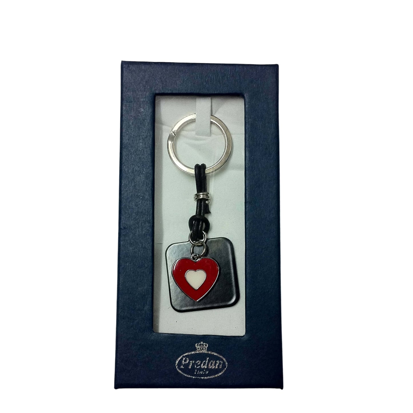 P.TA CHIAVI PREDAN 108/6 PLACCHETTA NERA CON CHARMS CUORE SMALTATO