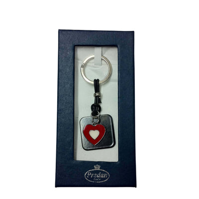 P.TA CHIAVI PREDAN 108/6 PLACCHETTA NERA CON CHARMS CUORE SMALTATO