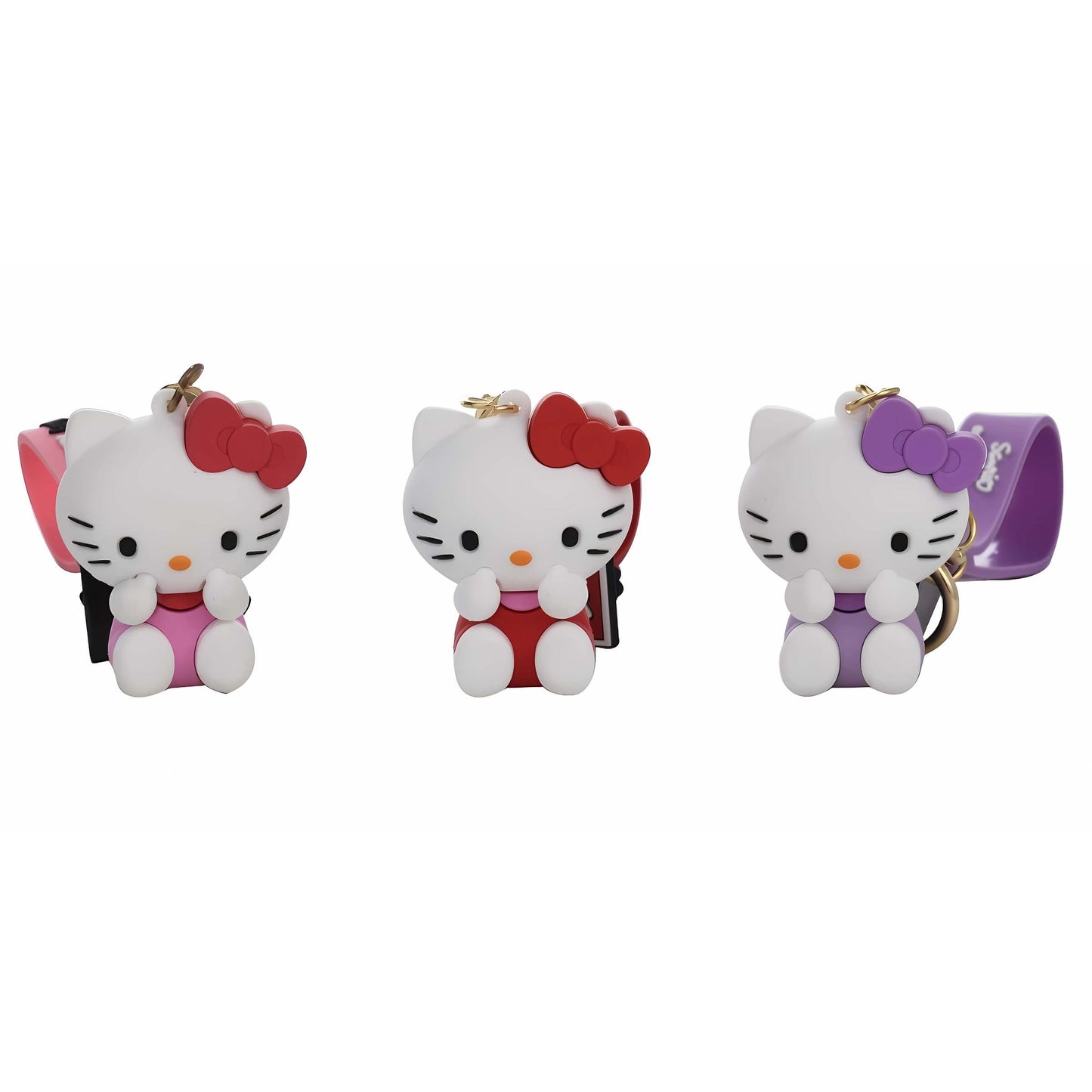 Dettaglio ciondoli Hello Kitty e moschettone dorato portachiavi 3D