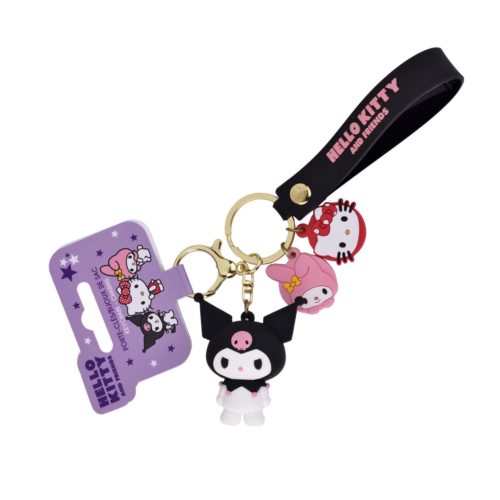 Dettaglio Kuromi 3D in gomma con laccetto silicone nero