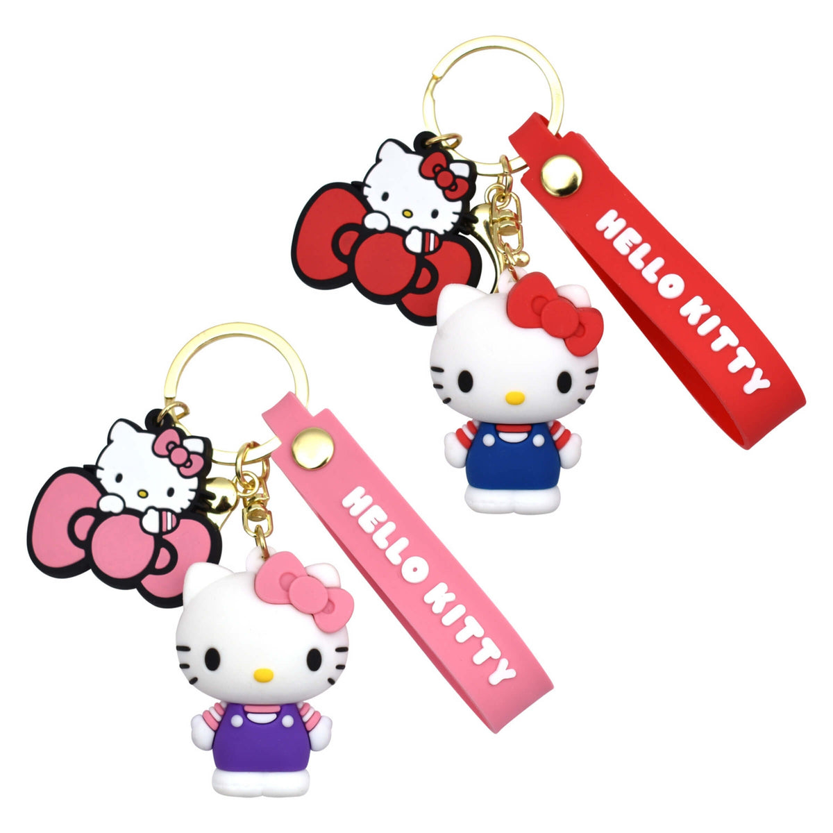 1 Portachiavi 3D Hello Kitty Sanrio con ciondolo in gomma