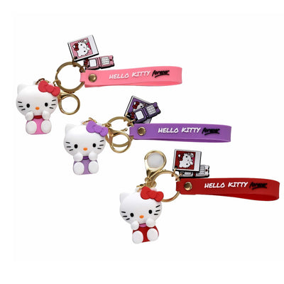 Portachiavi 3D Hello Kitty con ciondoli in gomma e laccetto silicone