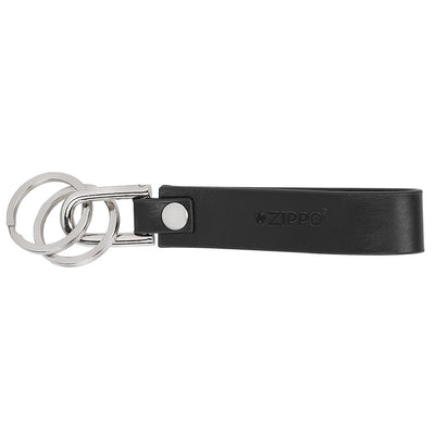 Portachiavi Zippo vera pelle effetto fibra carbonio doppio anello metallo S07500