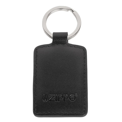 Portachiavi Zippo vera pelle nera anello metallo struttura compatta S07501