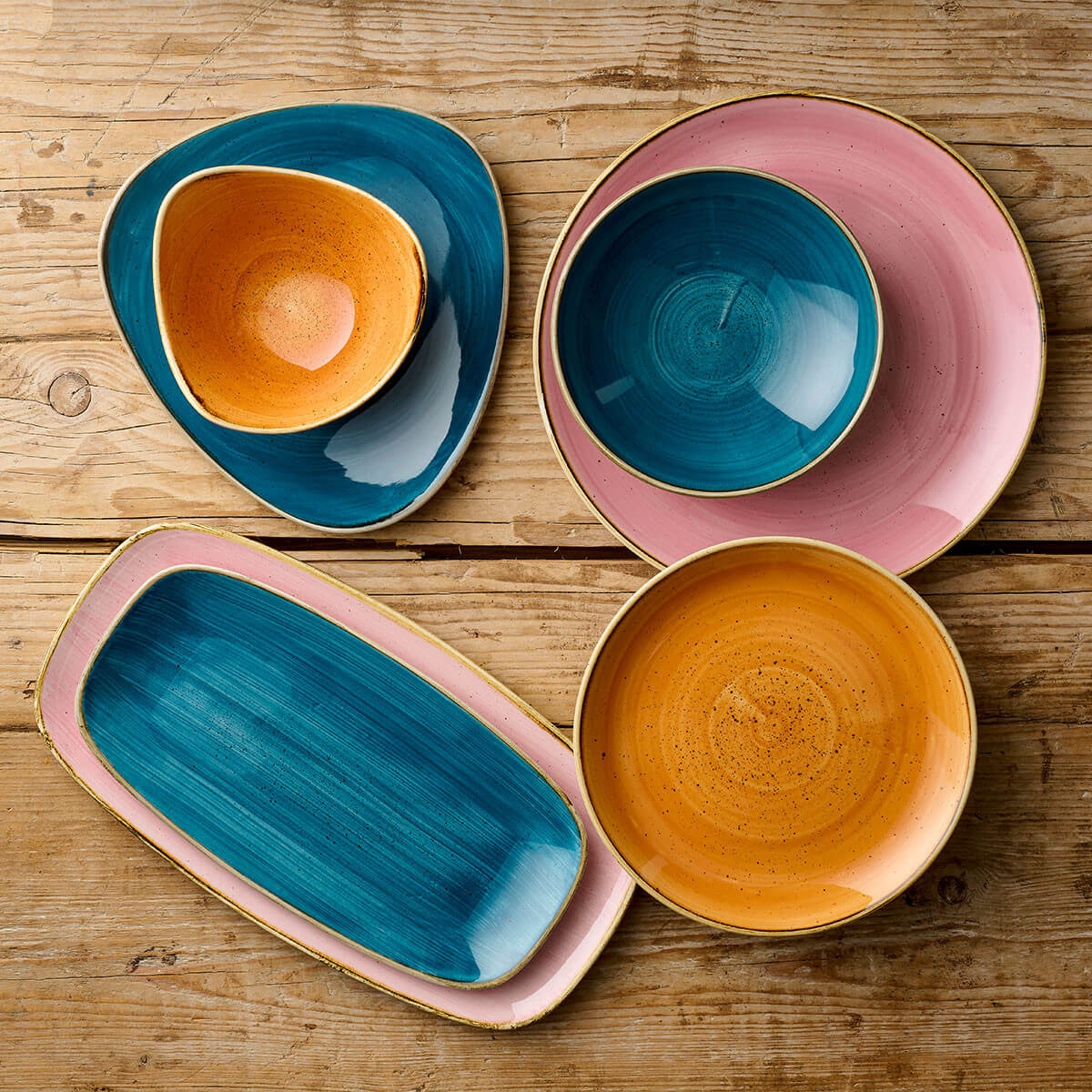 Churchill Stonecast Java Blue Puntinato Piatto Frutta 21,7 cm 12 Pezzi