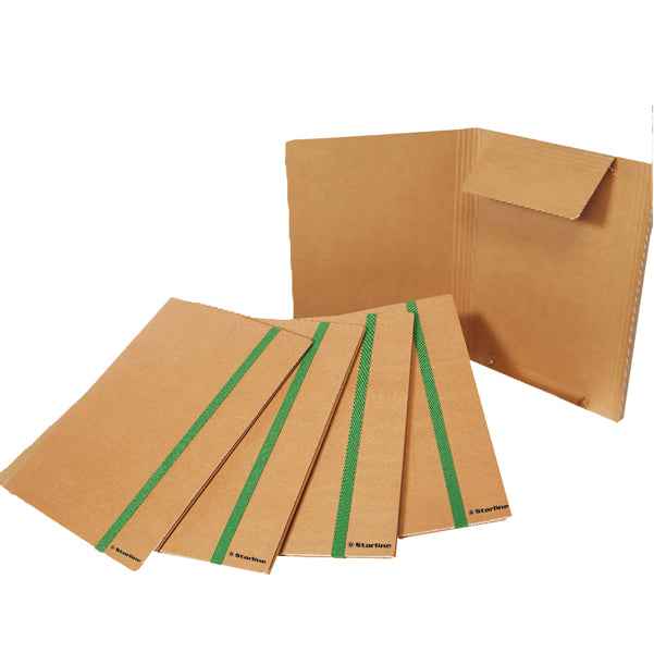 Cartella 3 lembi con elastico piatto - 25 x 35 cm - dorso variabile - cartoncino - avana - Starline