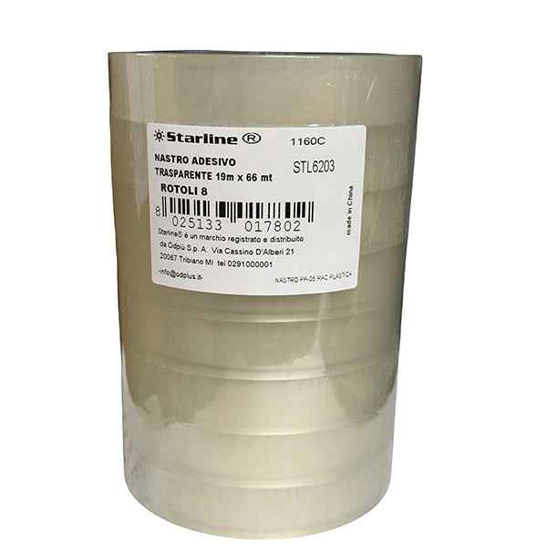 Nastro adesivo - 19 mm x 66 m - PP - trasparente - Starline - torre 8 rotoli