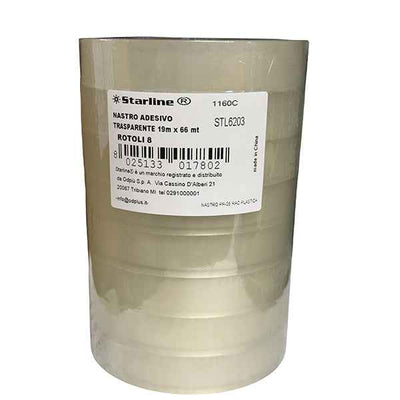 Nastro adesivo - 19 mm x 66 m - PP - trasparente - Starline - torre 8 rotoli