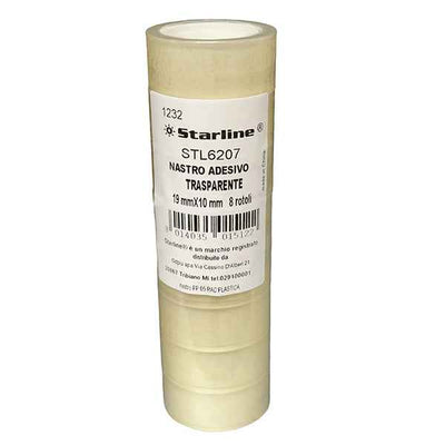 Nastro adesivo - 19 mm x 10 m - PP - trasparente - Starline - torre 8 rotoli