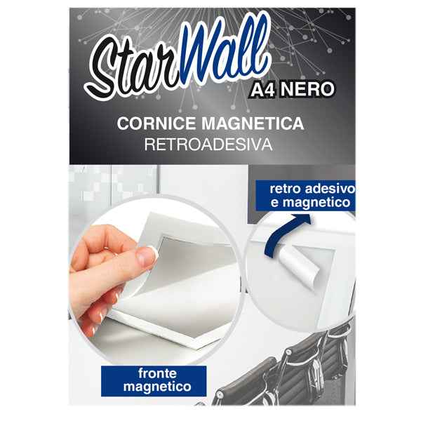 Cornice magnetica retroadesiva Starwall - A4 - nero - Starline