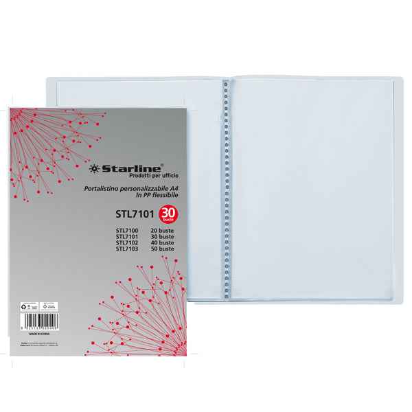 Portalistini personalizzabile - PP - 22 x 30 cm - 30 buste - trasparente - Starline